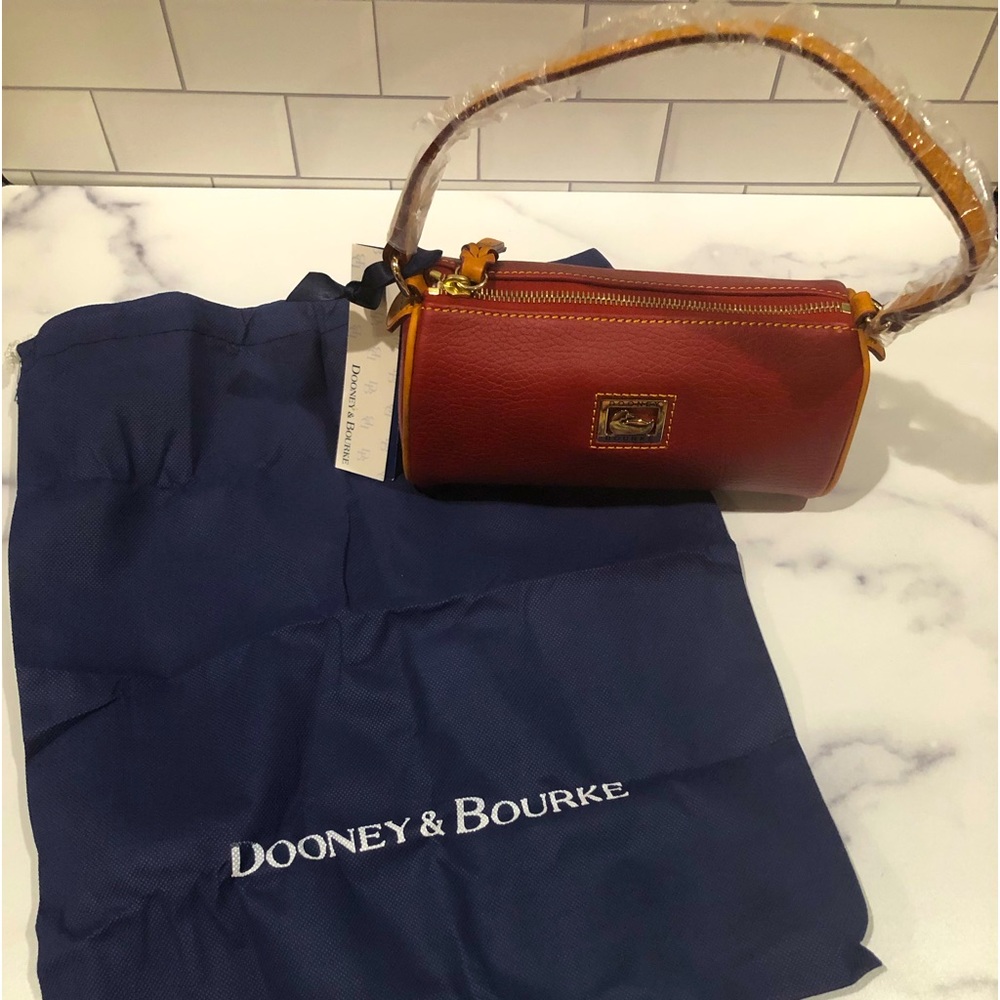 Dooney & Bourke Mini Barrel pebble leather purse in Cranberry